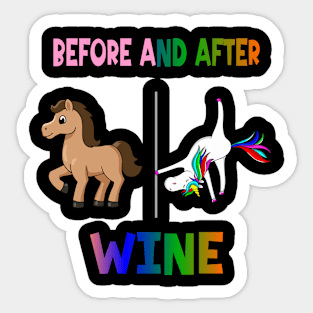 Before and after wine Sticker